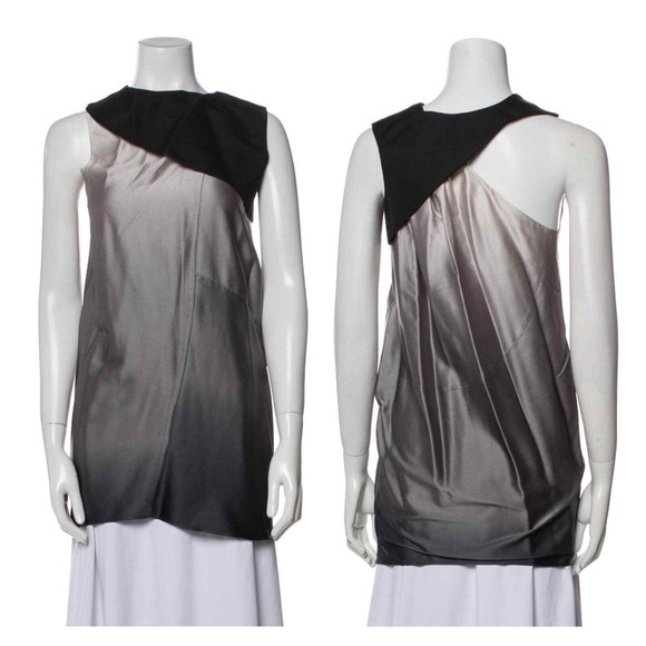Narciso Rodriguez Dresses & Skirts - NARCISO RODRIGUEZ Tunic Dress Womens XS Gray Black Ombre Silk Asymmetrical Mini